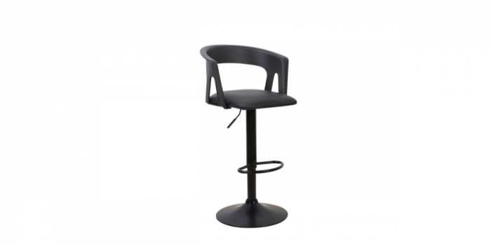 Bar stool with leather, black
