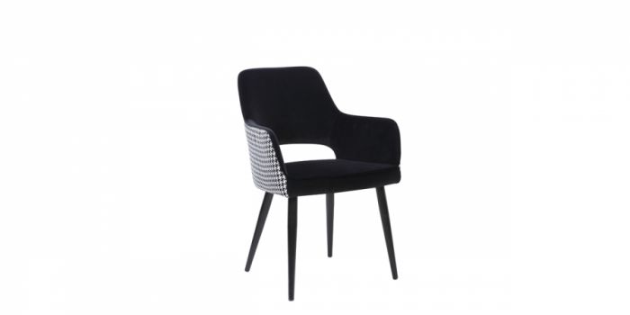 Bar chair with velvet fabric, black / blue