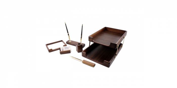 Executive desk set made of Leather, 6 Items, Forpus