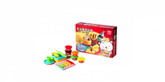 Play dough 6 colors with hamburger forms, Deli