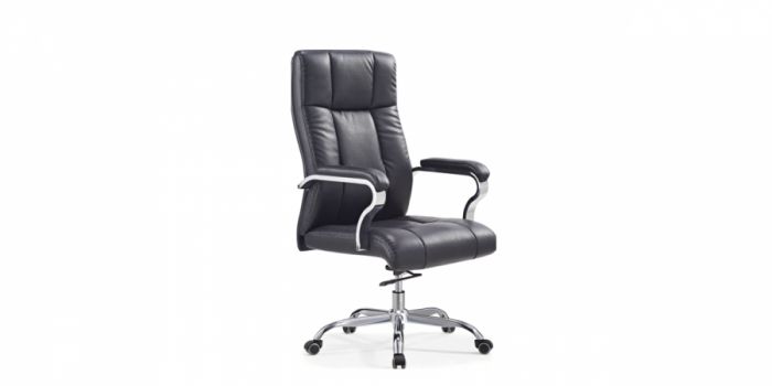 Chair with leather uppers, black
