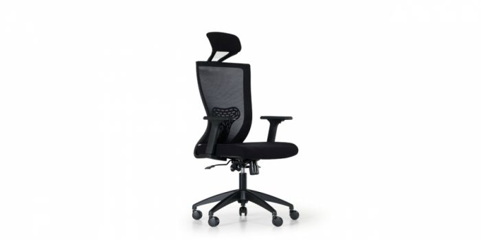 Chair with black mesh surface,