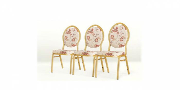 Restaurant chair with fabric surface, cream