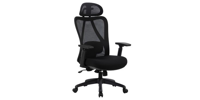 Office chair, black, mesh and fabric surface