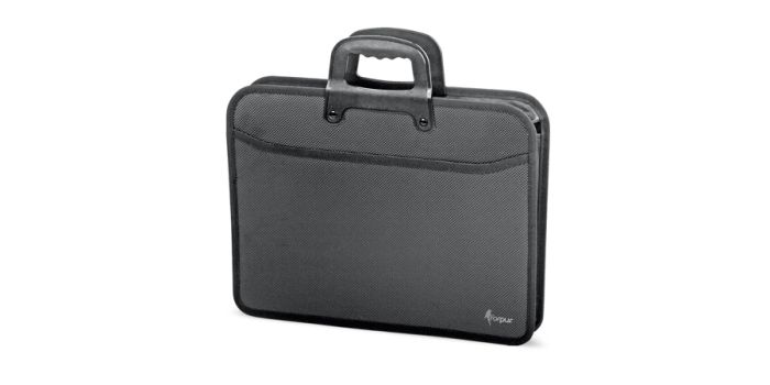 საქაღალდე ჩანთაA4, პლასტიკურ 2 განყოფილებით, ელვა შესაკრავით, სახელურით, Forpus