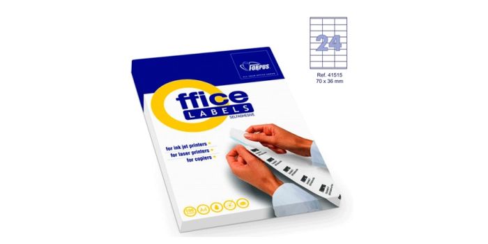Adhesive label A4, 24 labels, 70х36 mm 100 sheets, Forpus