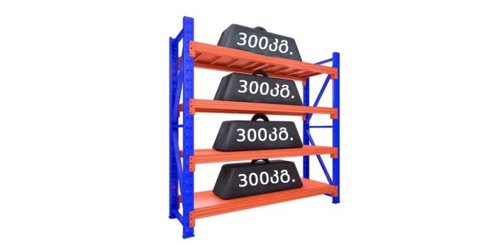 Warehouse metal shelf with 4 sections