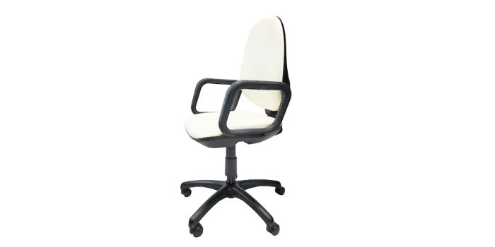 Office chair Comfort, white leather surface