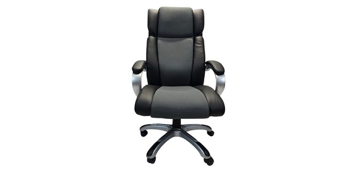 Office chair with black leather and fabric combination