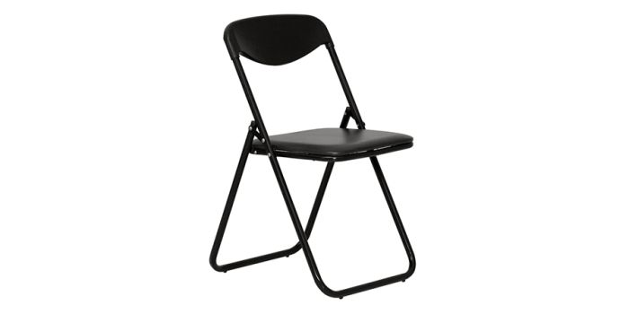 Folding chair JACK BLACK V14, with black leather seat and plastic backrest