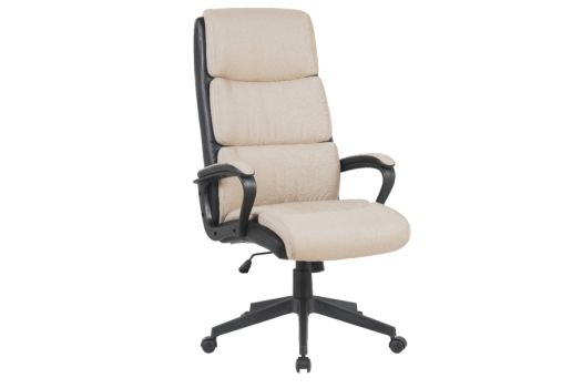 საოფისე სავარძელი კრემისფერი ქსოვილის ზედაპირით