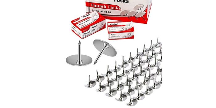 Metal thumbtacks, 100 pieces per box