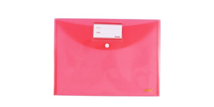 A4 Transparent Snap-Button Folder, Red