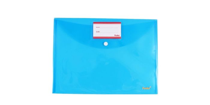 A4 transparent blue snap-button folder