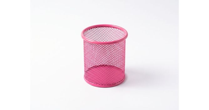 Metal desk cup, pink