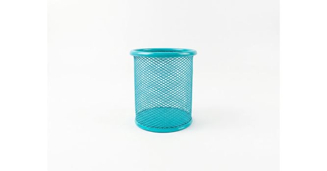 Metal stationery cup, blue