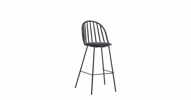 Bar chair PP shell, fabric cushion, Black