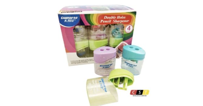 Pencil sharpener with container