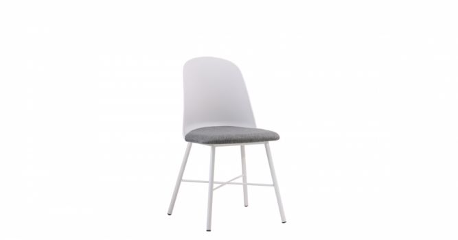 Bar chair PP shell, fabric cushion, white 