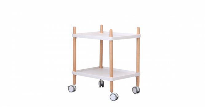 Service Cart with Plastic Surface, White