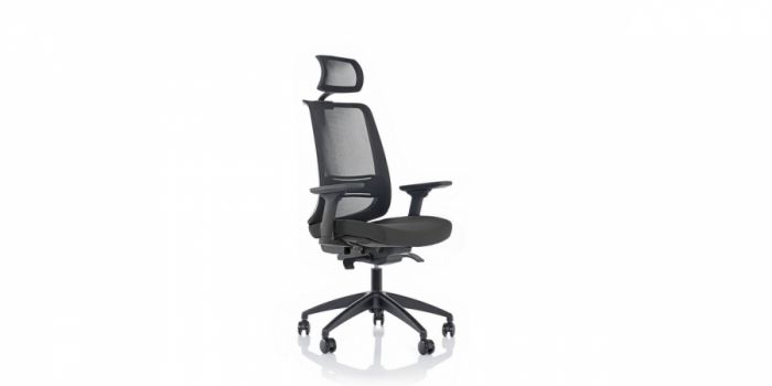Mesh & Fabric chair, MERCUR 000PA, Plastic Arm, Black 