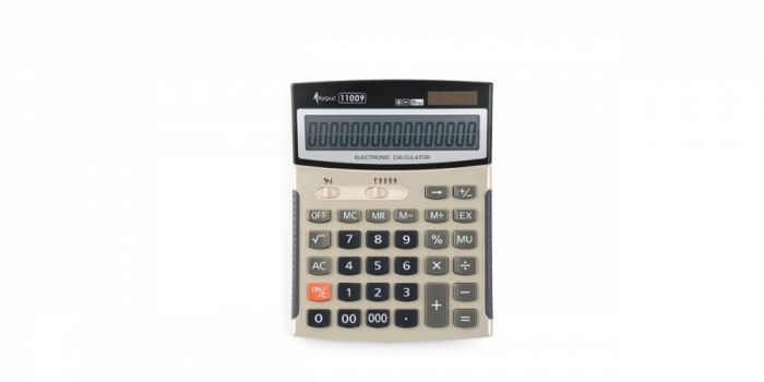 Calculator, 16 digit, 19.1x14.5x3.9cm., gold