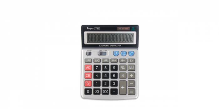 Desktop calculator, 19.8x15.3x2.6cm., 16-digits display