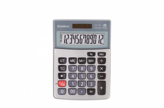 კალკულატორი, 12 თანრიგიანი, 14.6x10.3x2.7სმ.,  ღია ნაცრისფერი