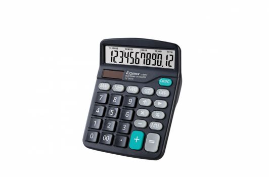 Calculator with LCD display, 12 digital, 15X11.9x4.1cm., plastic, black, CO-C-837H, CO-384298