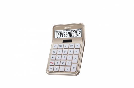 Calculator 12 digit, 17.7x12.7x4.3cm., Gold