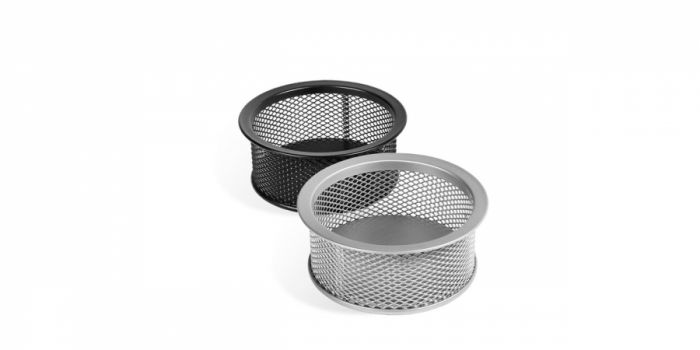 Stationary cups of scrap, metal, perforated