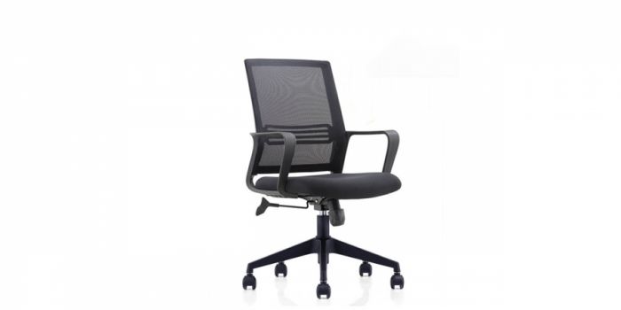 Chair with mesh and fabric padded seat, black