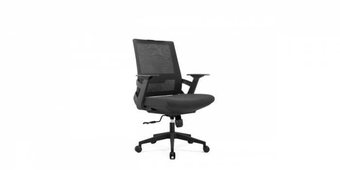 Chair with mesh and fabric padded seat, black