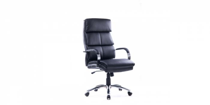 Chair with leather uppers, black