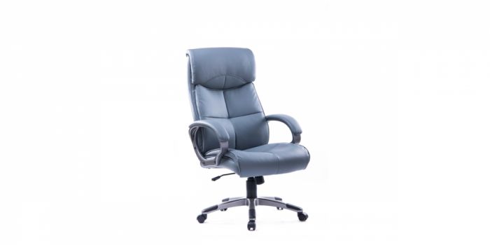 Chair with leather uppers, gray